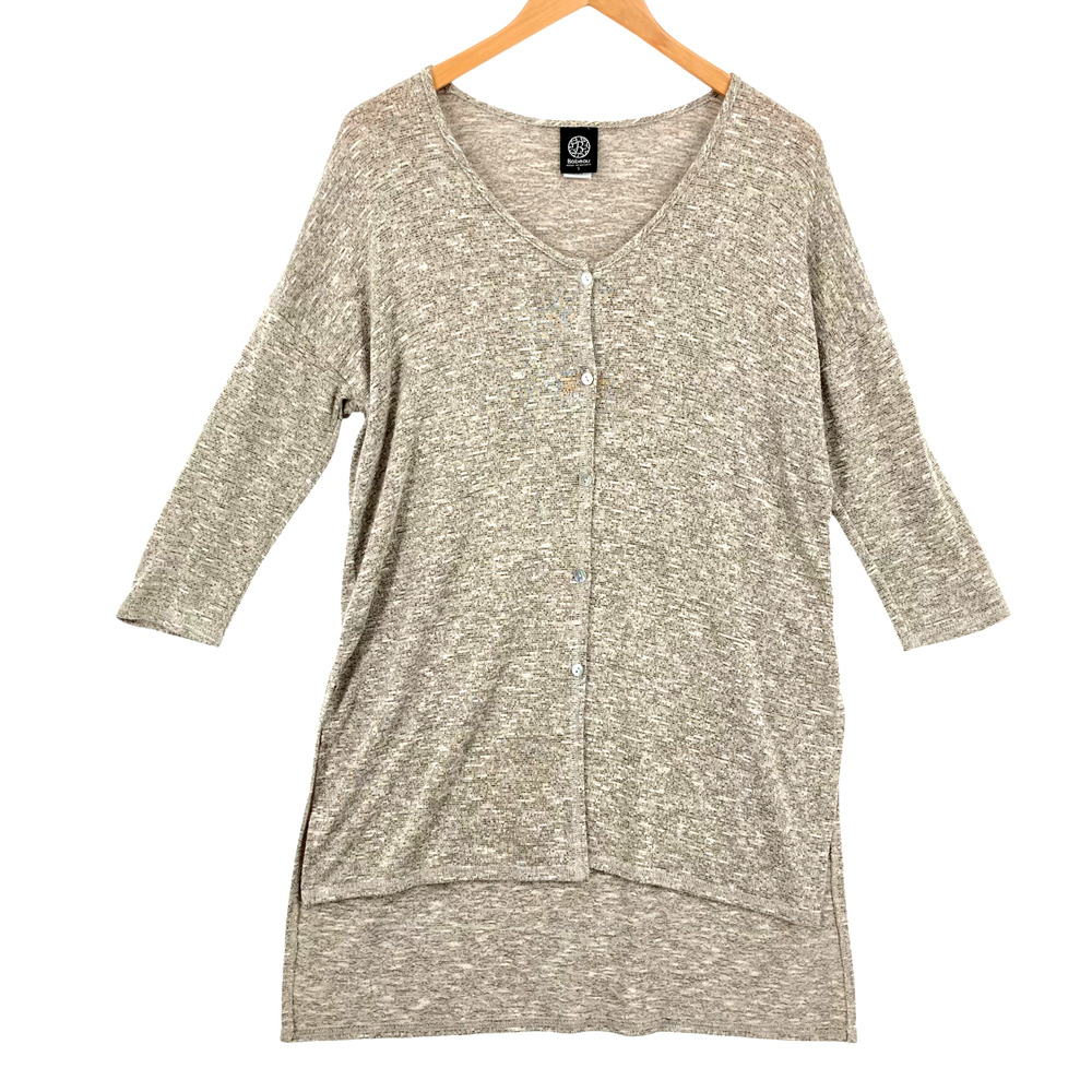 Bobeau Hi-Low Long Cardigan Sweater Tunic Small Women's Beige Button-Up